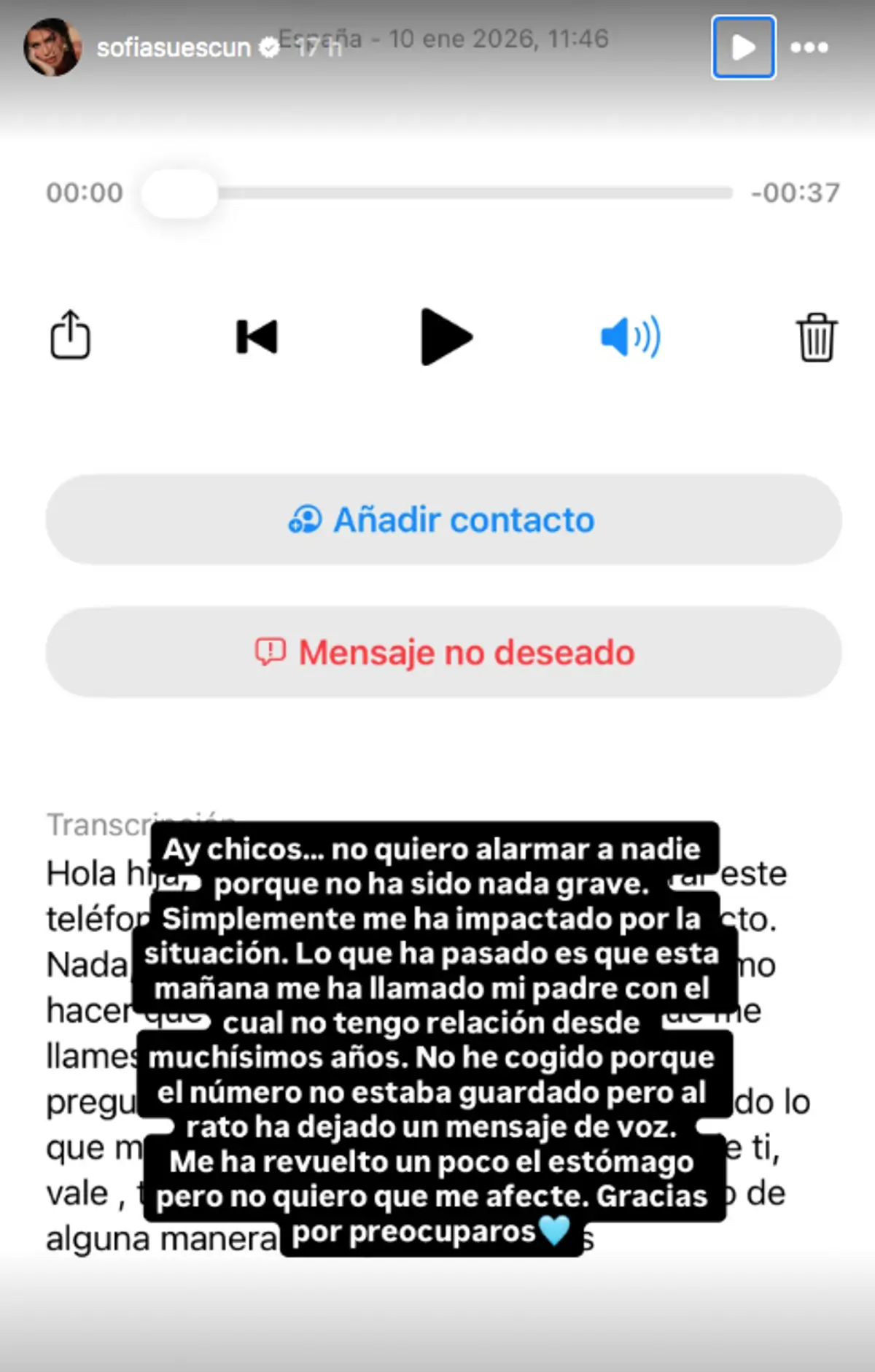 Story de Sofía Suescun