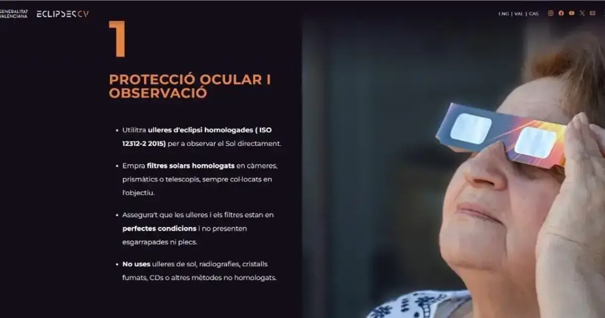 La Generalitat lanza una campaña de inspecciones de gafas de observación solar con motivo del eclipse total