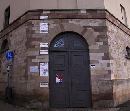 Marcas históricas de crecidas en el Packhof de Hannoversch Münden, en la confluencia de los ríos Werra y Fulda