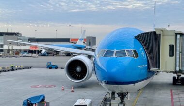 KLM Boeing 777 at gate in Amsterdam
