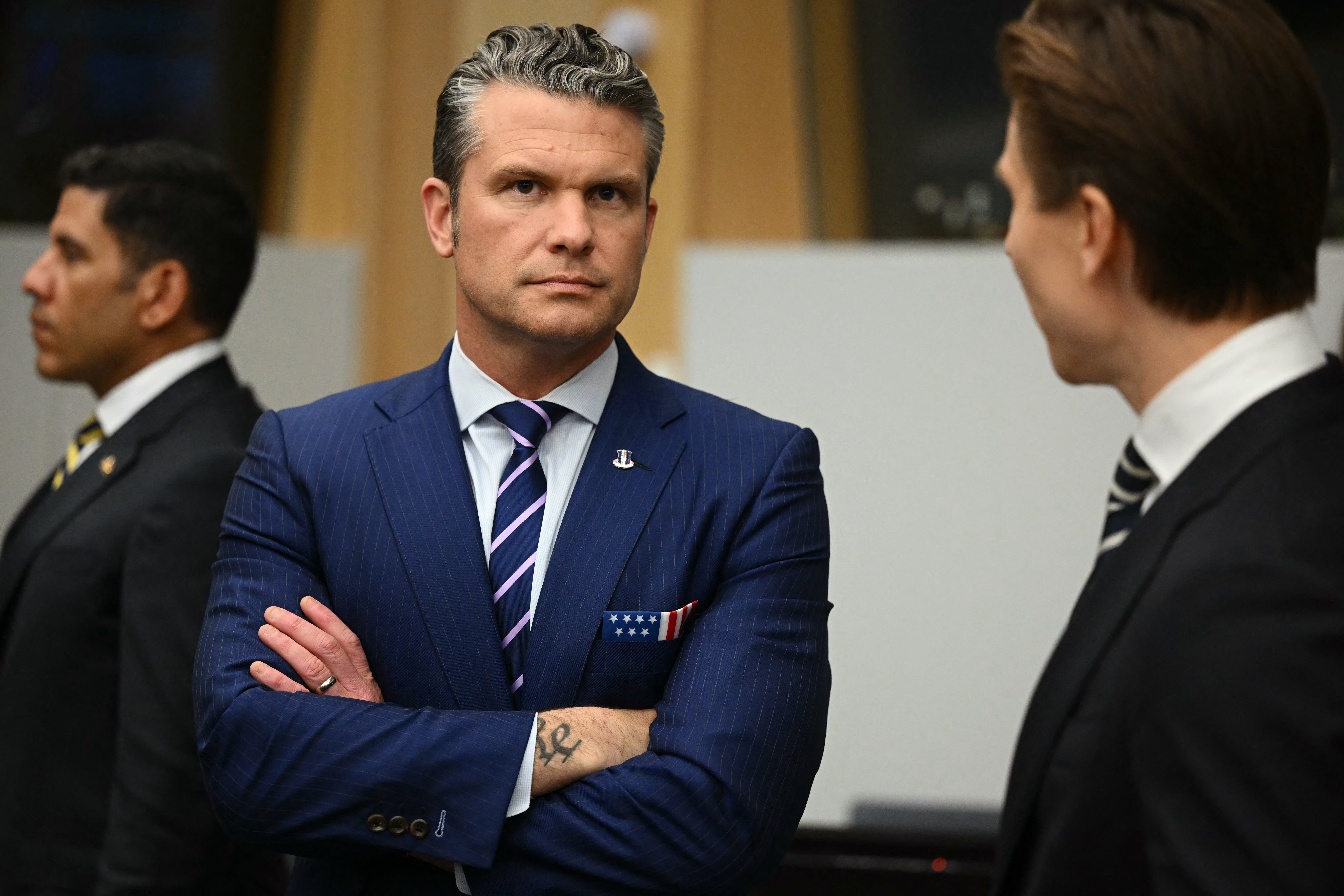 Pete Hegseth planned to announce further cuts to the US presence in Europe (pictured in October)