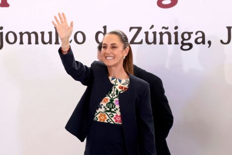 Meksikon presidentti Claudia Sheinbaum. Sheinbaum aloitti virassaan viime vuoden lokakuussa. Hän on Meksikon ensimmäinen naispresidentti.