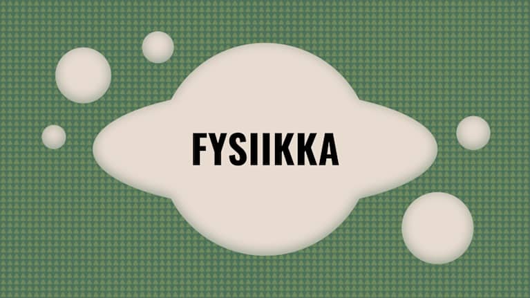 Fysiikan ainesivu. Musta fontti vaalealla taustalla.