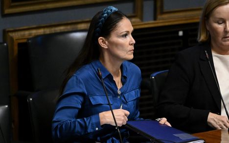 Liikenne-, viestintä- ja sisäministeri Lulu Ranne (ps) eduskunnassa 3. lokakuuta.