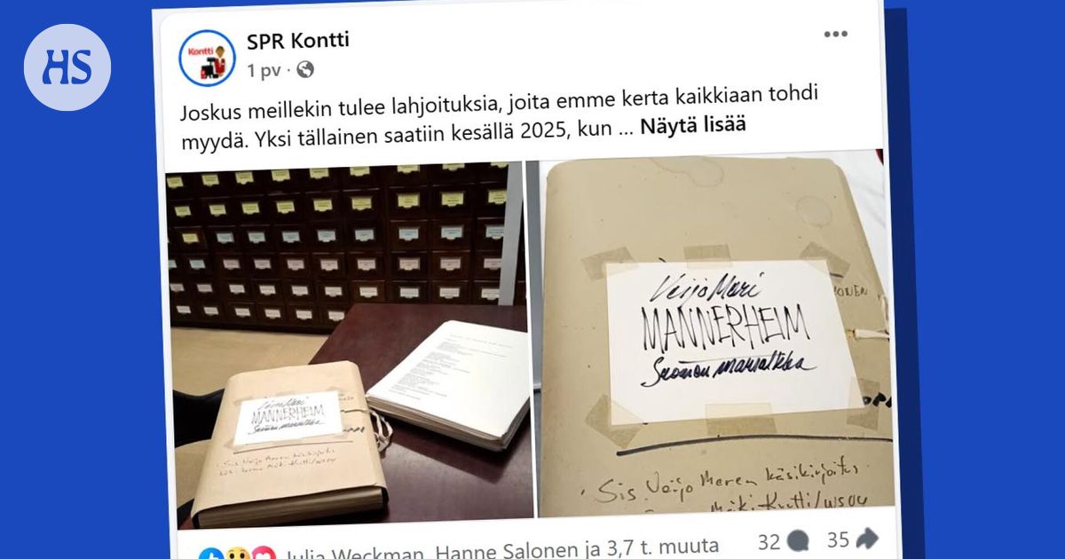 Kirjailija Veijo Meren Mannerheim-teoksen käsikirjoitus löytyi SPR:n Kontti-myymälästä Tampereella.