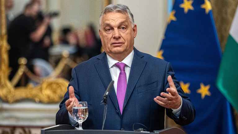 Unkarin pääministeri Viktor Orbán tiedotustilaisuudessa Slovakiassa 21.1.
