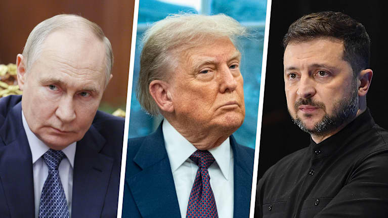 Venäjän presidentti Vladimir Putin, Yhdysvaltojen presidentti Donald Trump ja Ukrainan presidentti Volodymyr Zelenskyi.