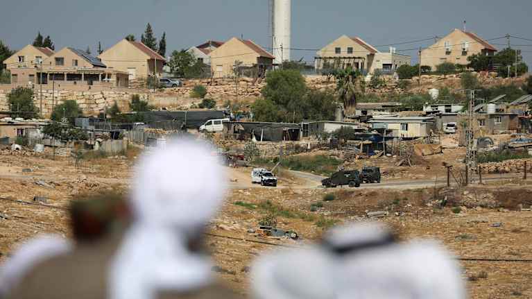 Israelin sotilaiden asemat Masafer Yattan alueella 7. elokuuta 2025.