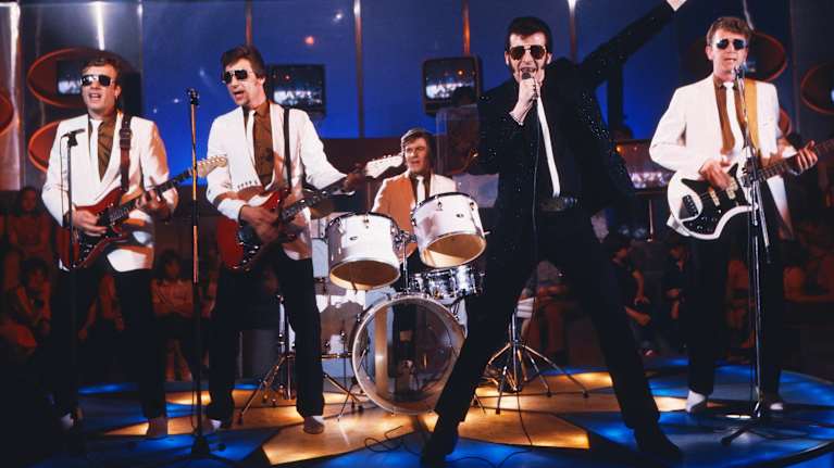 Matchbox-niminen rockabillybädi vuonna 1980.
