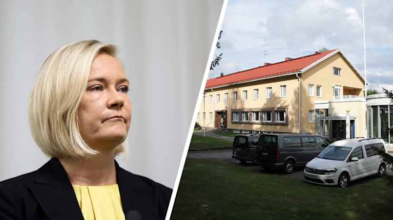Kuvakollaasissa sisäministeri Mari Rantanen ja Mikkelin Suonsaaren vastaanottokeskus.