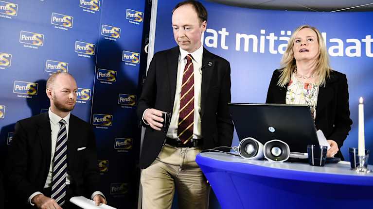Jussi Halla-aho, Riikka Purra ja Sampo Terho.