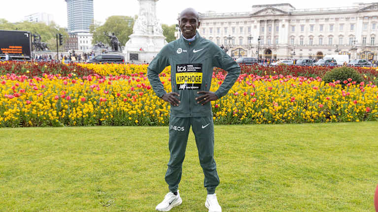 Eliud Kipchoge Lontoon maratonin yhteydessä vuonna 2025.