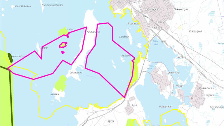 Kemin edustalla sijaitsevat, Metsähallituksen ehdottamat uudet suojelualueet kartalla.