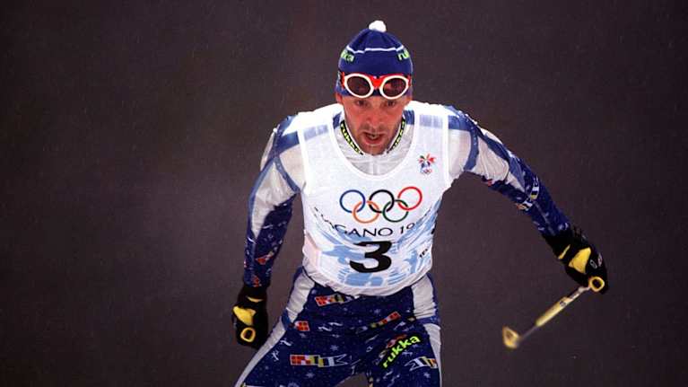 Olympialaiset 1998, Nagano: Hiihtäjä Mika Myllylä kilpailee.