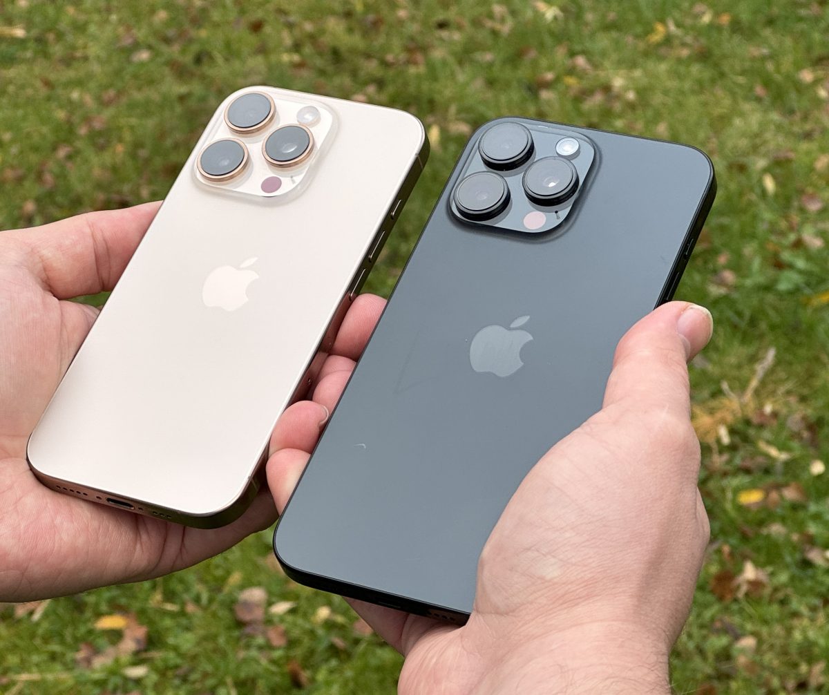 Kuvassa iPhone 16 Pro ja iPhone 16 Pro Max.