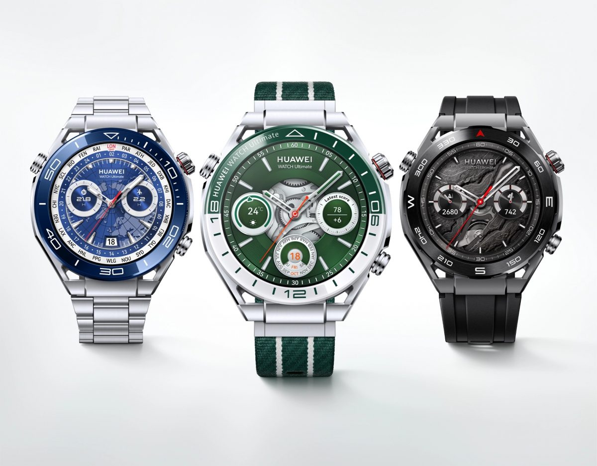 Kuvassa alkuperäinen Huawei Watch Ultimate eri värivaihtoehtoina.