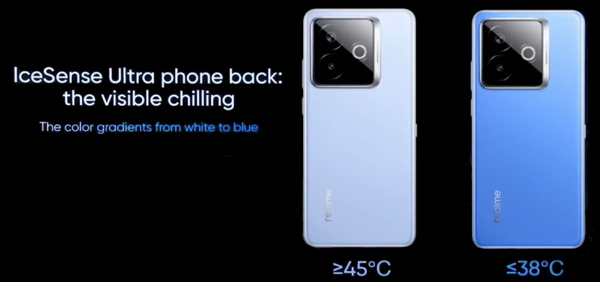 Realmen konseptipuhelimessa on myös väriä vaihtava takapinta.