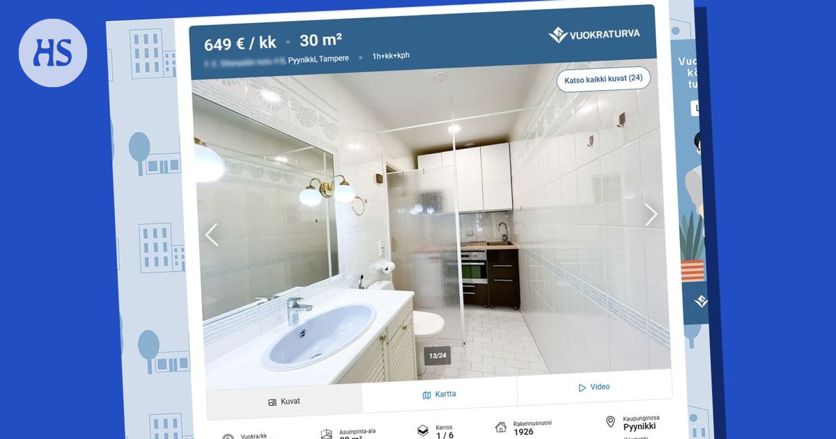 Tampereella vuokrataan asuntoa, jonka kylpyhuoneessa on keittonurkkaus
