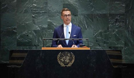 Tasavallan presidentti Alexander Stubb piti puheen YK:n 80. yleiskokouksen toisena päivänä New Yokrkissa.