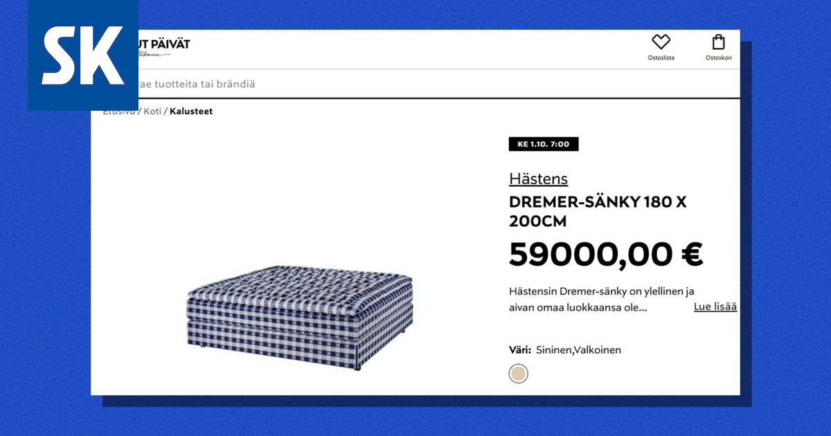 Hulluilla päivillä myydään 59 000 euron sänkyä – ”Ei ole hintavirhe”