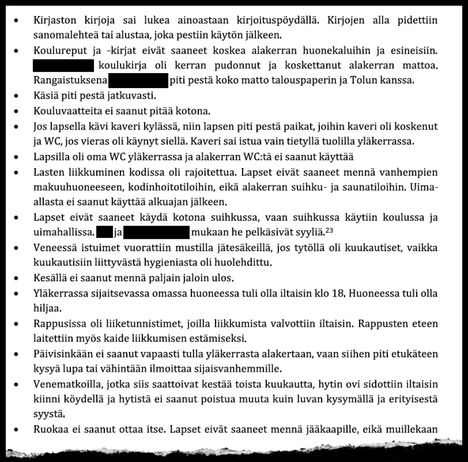 Oikeuden asiakirjoissa on annettu esimerkkejä sijaisperheen säännöistä.