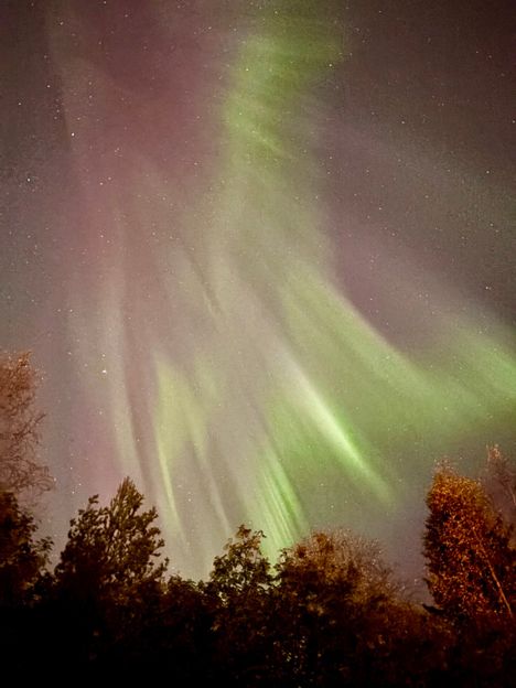 Revontulia näkyi myös Tampereen Haukiluomassa.