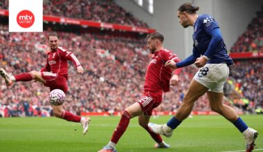 Jack Grealishin (oik.) edustama Everton taipui Liverpoolin käsittelyssä.