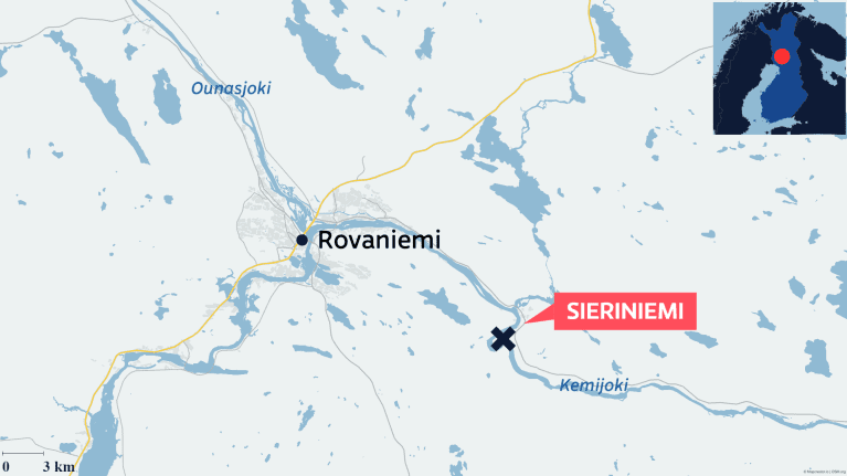 Lokaattori näyttää, missä Sieriniemi on.