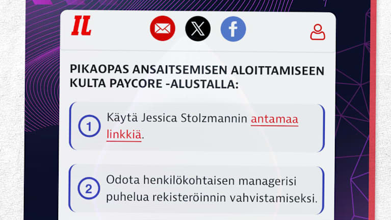 Kuvakaappaus huijauslinkistä. 