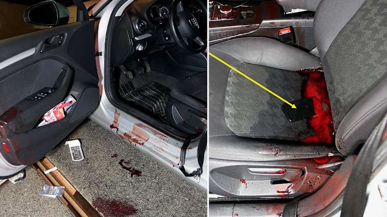 Ruotsin poliisin esitutkintamateriaalista otettu kuvakaappaus, jossa näkyy murhapaikka.