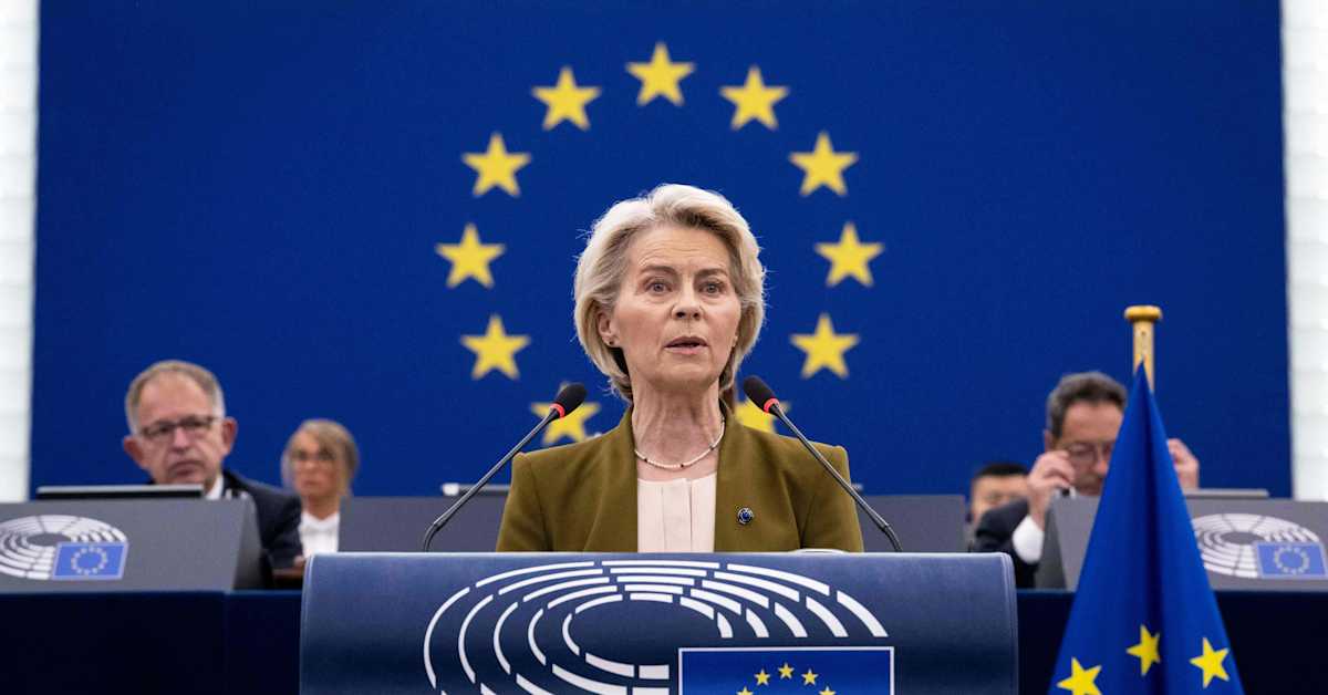EU-pomo haluaa itärajalle droonimuurin ja Euroopan maanteille pikkuautoja – tässä puheen tärkeät kohdat | Ulkomaat