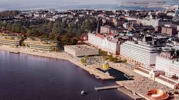 Havainnekuva uudesta museorakennuksesta Helsingin Etelärannassa.