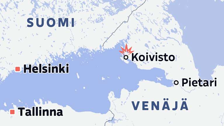 Kartta Koiviston sijainnista Karjalan kannaksella.