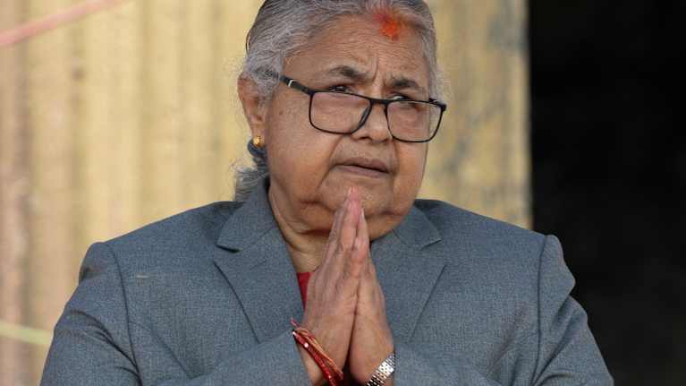 Nepalin pääministeri Sushila Karki.