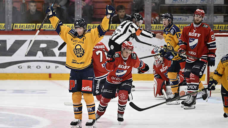 Lukon Jakob Stenqvist tuuletti maalia HIFK:ta vastaan.