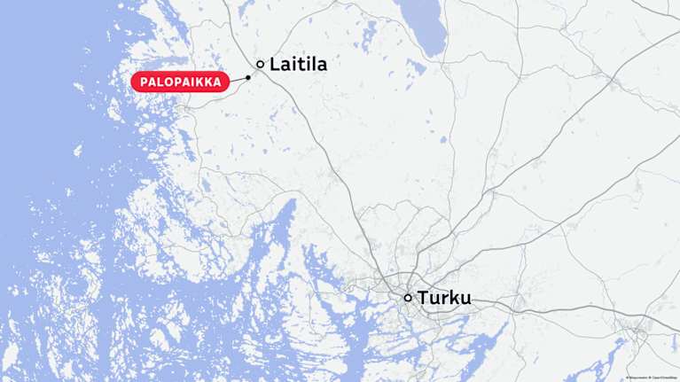 Karttakuva palopaikasta.