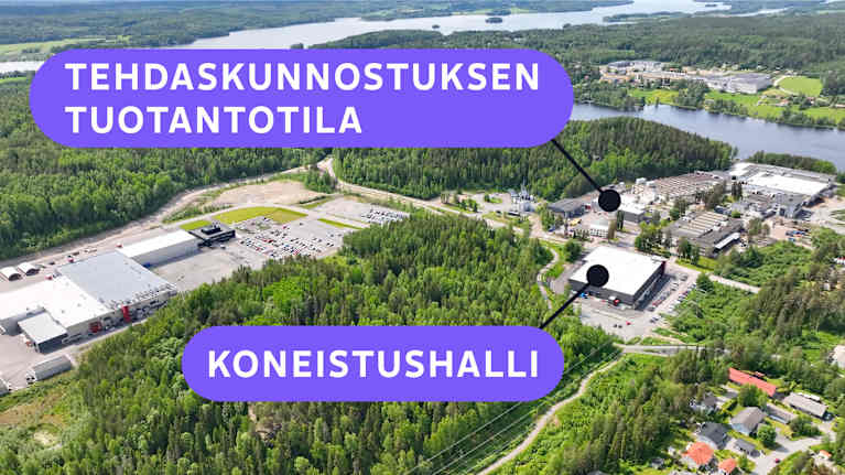 Havainnekuva Nokian Linnavuoren tehdasaluesta.