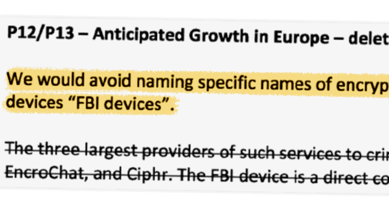 Viesti sisältää ohjeistuksen välttää salatun viestinnän nimien, erityisesti "FBI-laitteiden", mainitsemista.