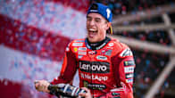 Marc Marquez juhlii sprinttikisan voittoaan 29.3.2025 Texasissa. 