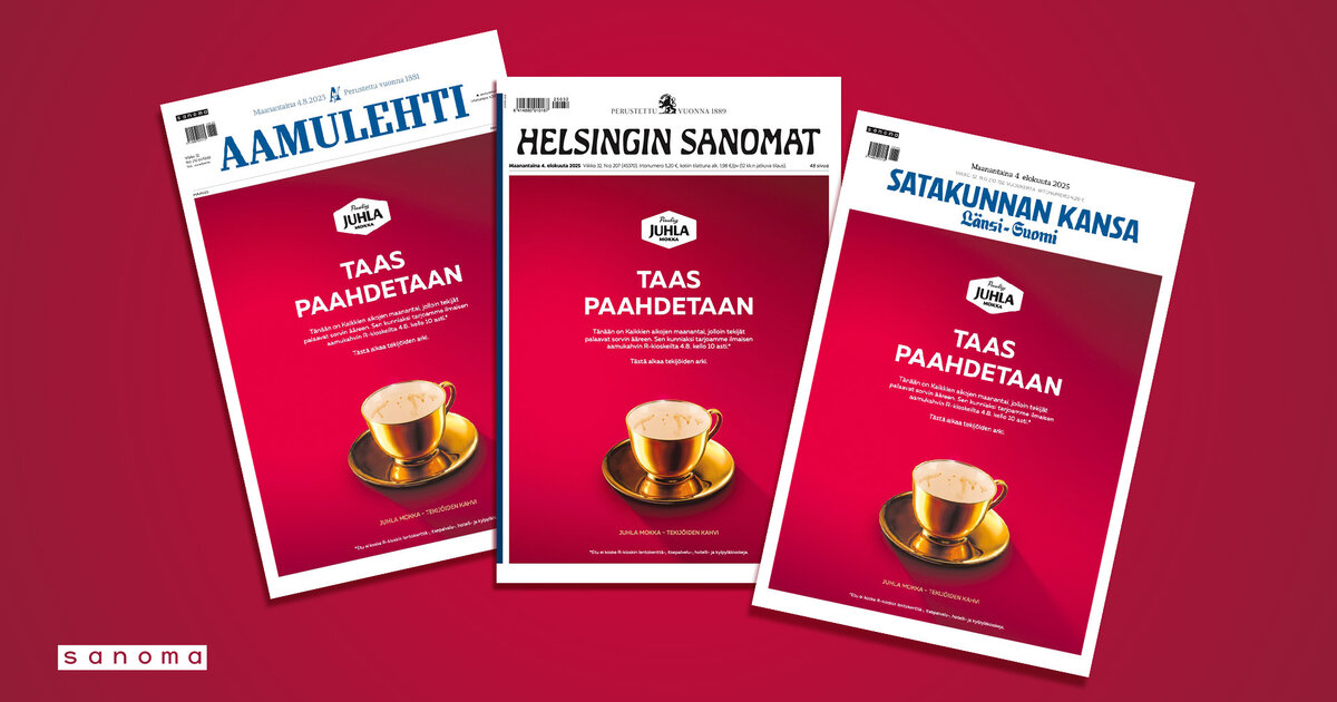 Uutismedian etusivu on voittajan valinta – Helsingin Sanomien, Aamulehden ja Satakunnan Kansan etusivut 2026 ovat nyt varattavissa