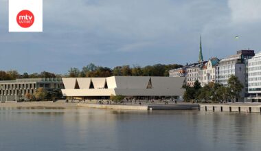 Arkkitehtitoimiston mallikuva museon julkisivusta Helsingin Eteläsataman Makasiinirannassa.