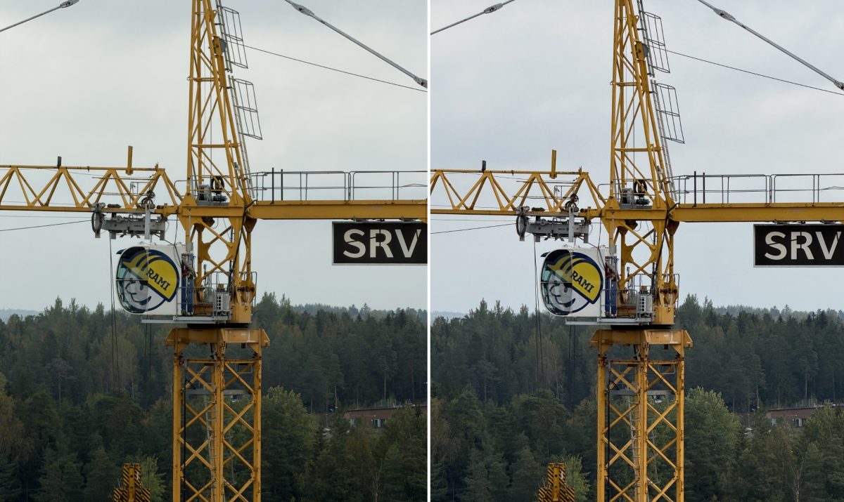 8x-kuvat vertailussa. Vasemmalla iPhone 17 Pro ja oikealla iPhone 16 Pro.