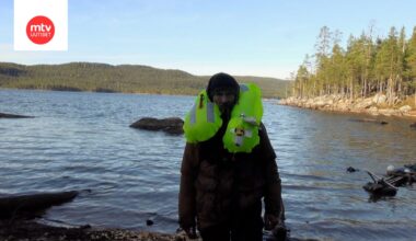 Esa joutuu lähes veden varaan.