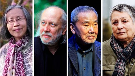 Kirjallisuuden Nobel-palkinnon ennakkosuosikkeja ovat muiden muassa Can Xue (vas.), László Krasznahorkai, Haruki Murakami ja Ljudmila Ulitskaja.
