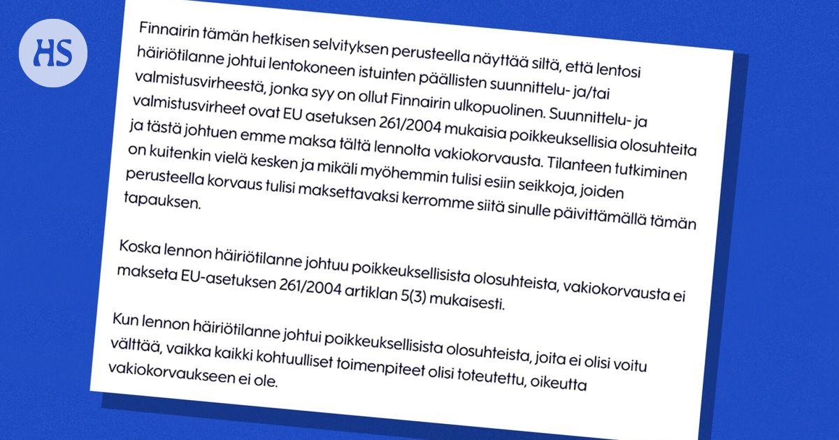 Pestyt penkit | Miksi Finnair kieltäytyy maksamasta korvauksia matkustajille? - HS.fi