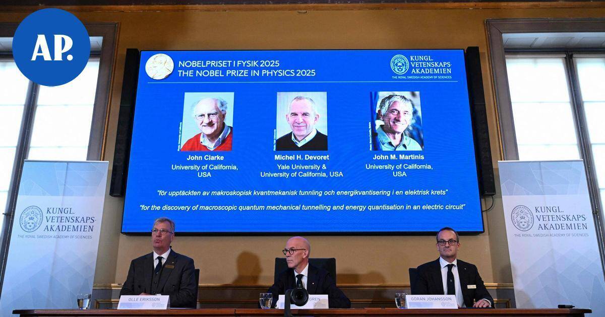 Fysiikan Nobel-palkinto kolmelle kvanttimekaniikan tutkimuksesta | Uutissuomalainen