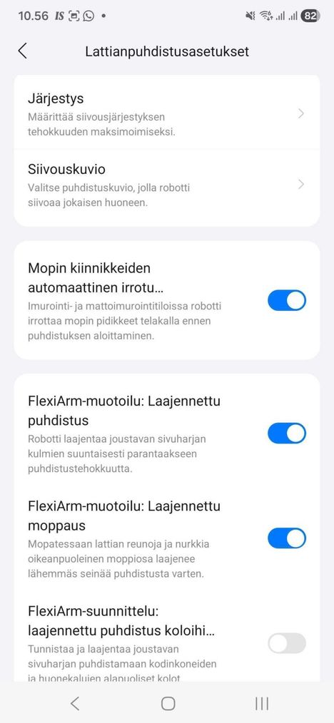 Sovelluksesta löytyy valikko toisensa jälkeen.
