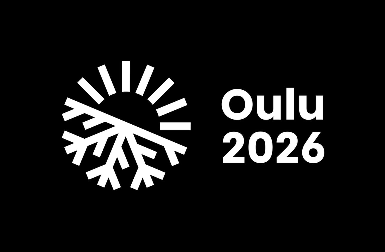 Oulu 2026 -logo ollut joko musta tai valkoinen vuodesta 2022 saakka.