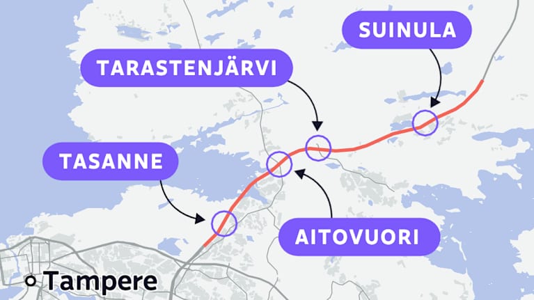 Kartta 9-tien suunnitelmista.