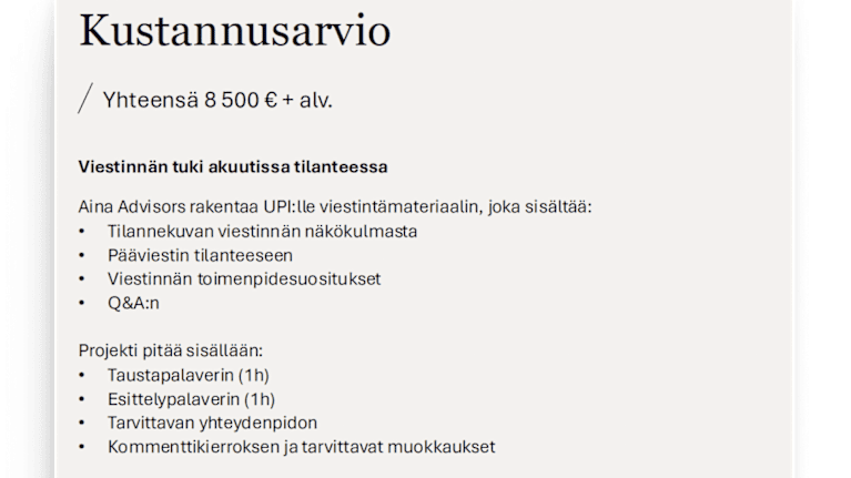 Kuvankaappaus UPI:lle suunnatusta työtarjouksesta.